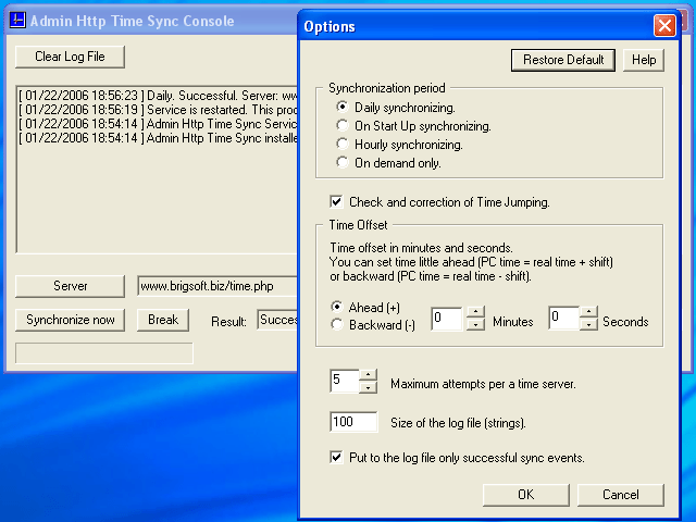 Admin Http Time Sync Screenshot